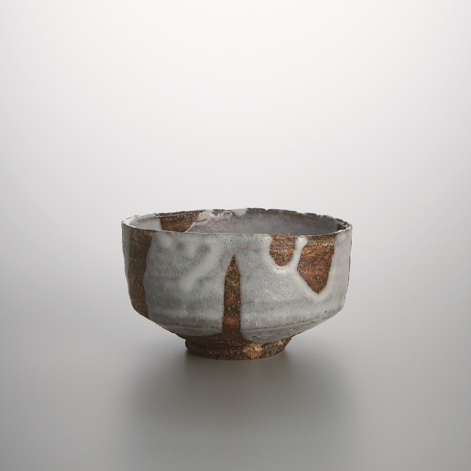 刷毛目茶盌 白釉流し